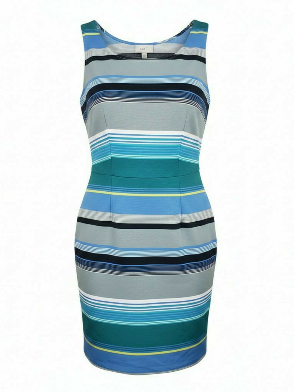 LOFT Multicolor Striped Scoop Neck Pleated Sleeveless Shift Dress Size 10